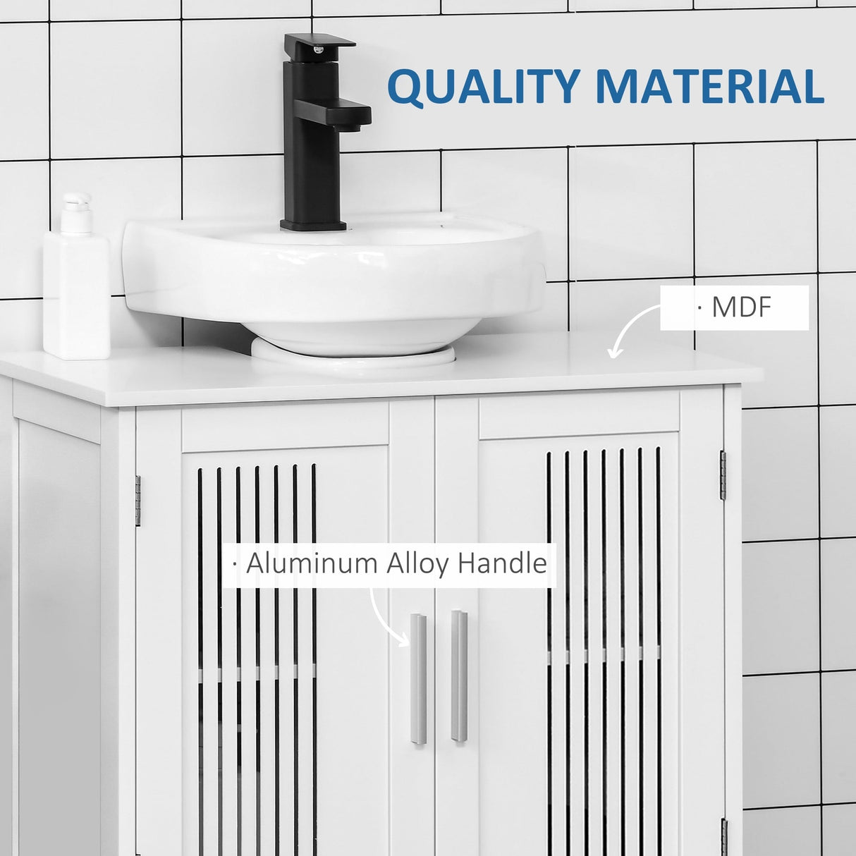 U-shaped design bathroom vanity with adjustable shelf