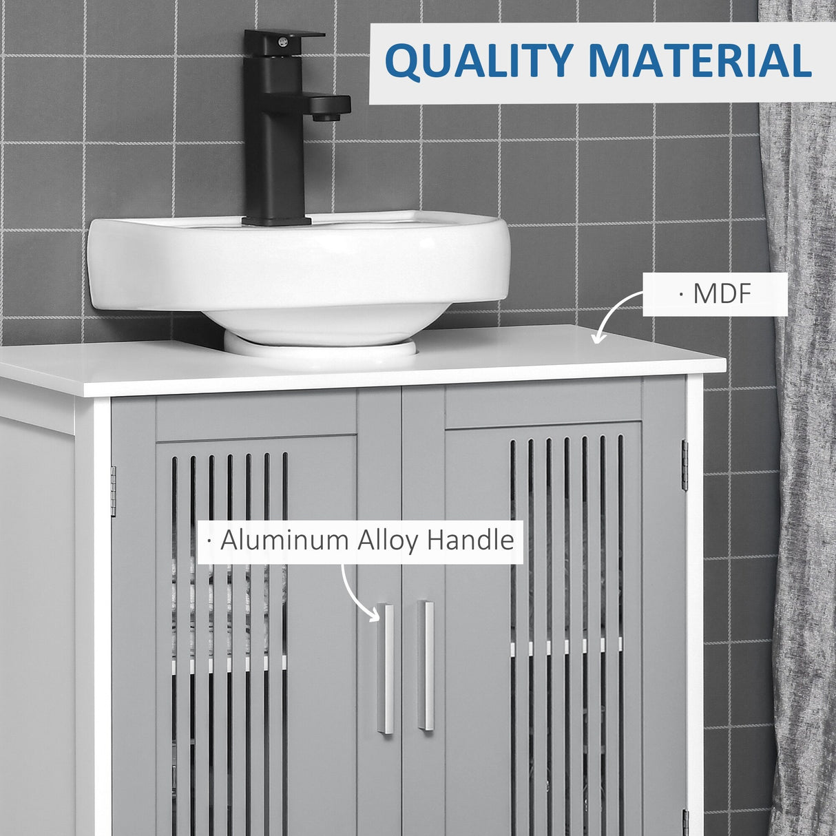 U-shaped design bathroom vanity with adjustable shelf