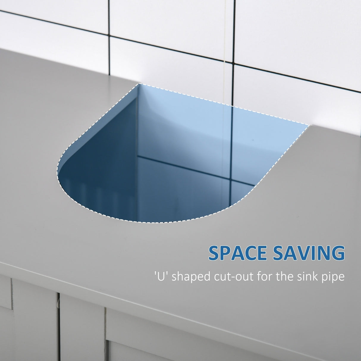 U-shaped design bathroom vanity with adjustable shelf