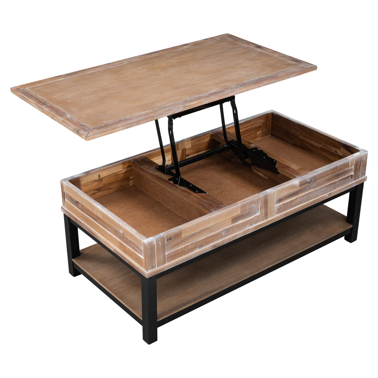 Lift Top Coffee Table with Inner Storage Space and Shelf