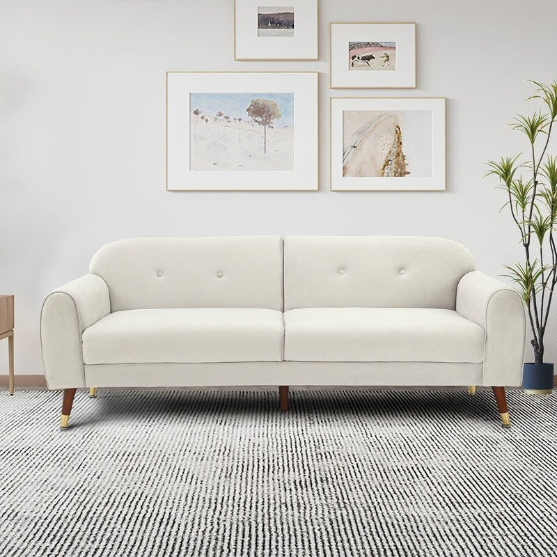 Deluxe Mid-Century Modern Two-Seat Velvet Sofa Loveseat
