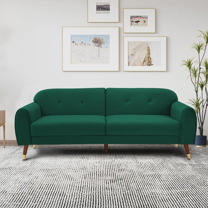 Deluxe Mid-Century Modern Two-Seat Velvet Sofa Loveseat