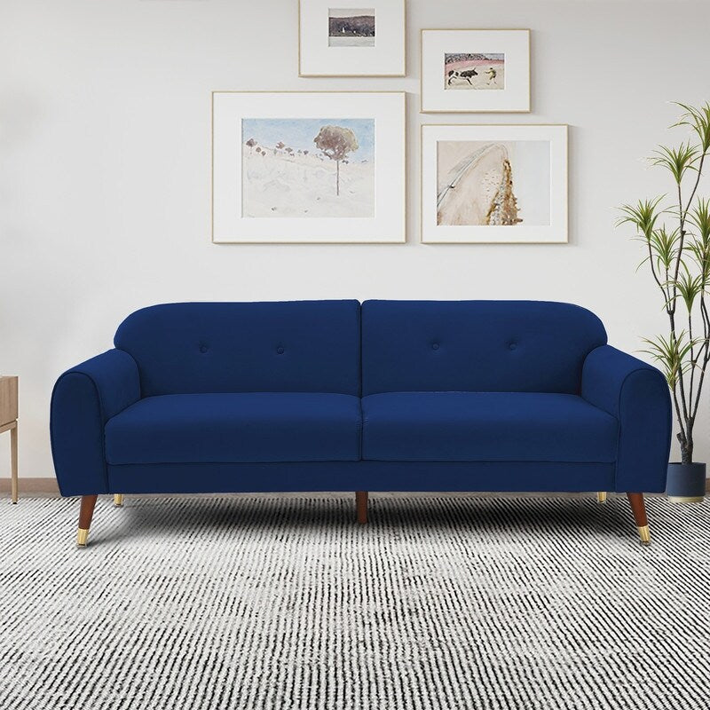 Deluxe Mid-Century Modern Two-Seat Velvet Sofa Loveseat