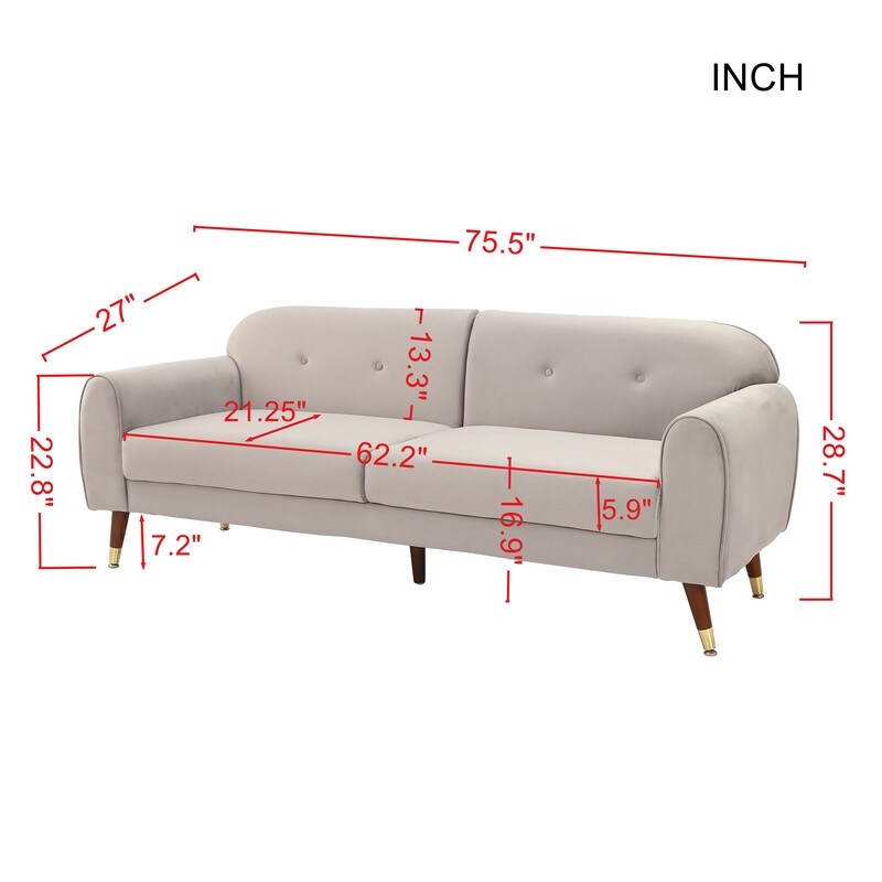 Deluxe Mid-Century Modern Two-Seat Velvet Sofa Loveseat