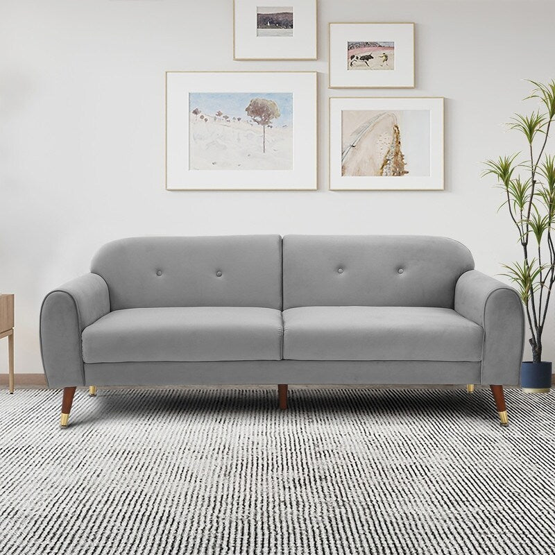 Deluxe Mid-Century Modern Two-Seat Velvet Sofa Loveseat