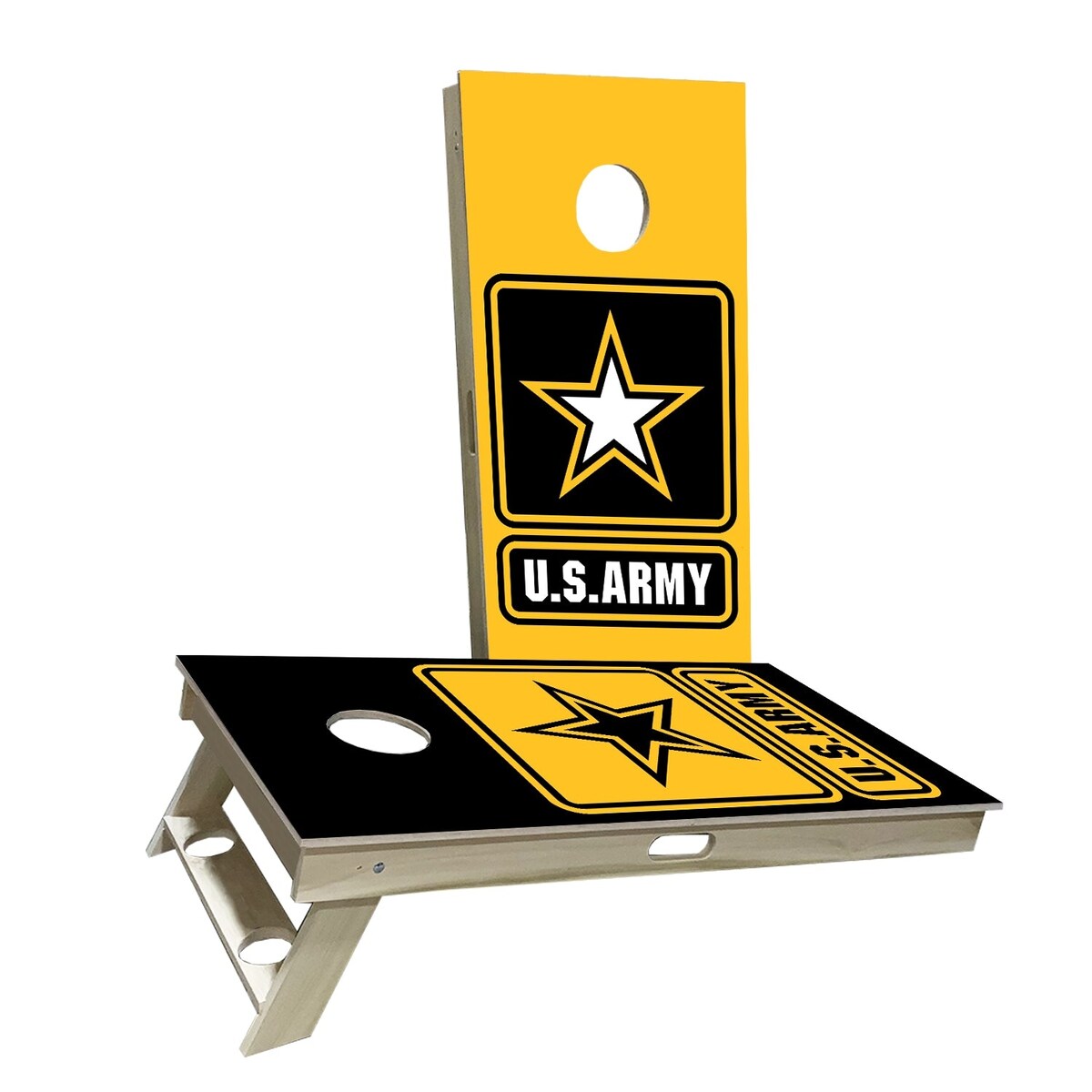 US Army Design Cornhole Boards w Case & Lights