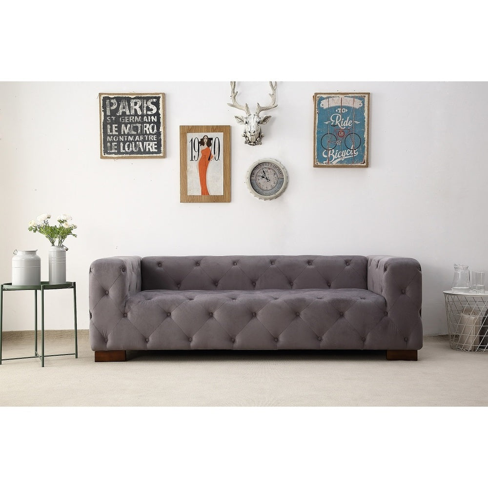 Modern Button Tufted Chesterfield Dylan Velvet Sofa