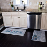 US States Design Non Skid Washable Kitchen Runner Rugs Set of 2 - Set of 44 x 24 and 31.5 x 20 Inches Low Pile Floor Mats