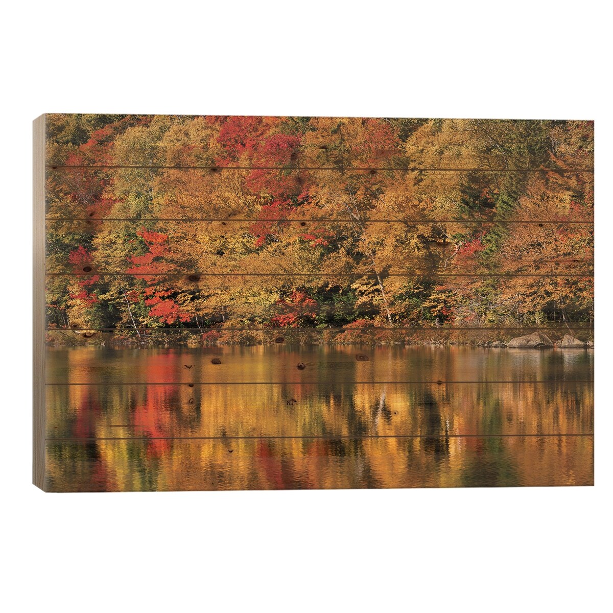 USA, New Hampshire, White Mountains, Reflections on Russell Pond Print On Wood by Ann Collins - Multi-Color