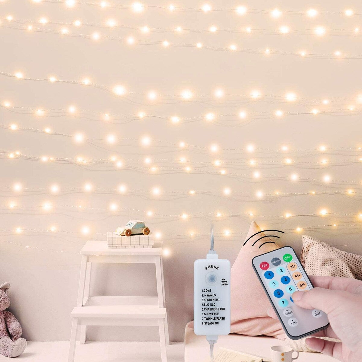 USB Fairy String Lights with Remote and Power Adapter 66 Feet 200 Led - Standard