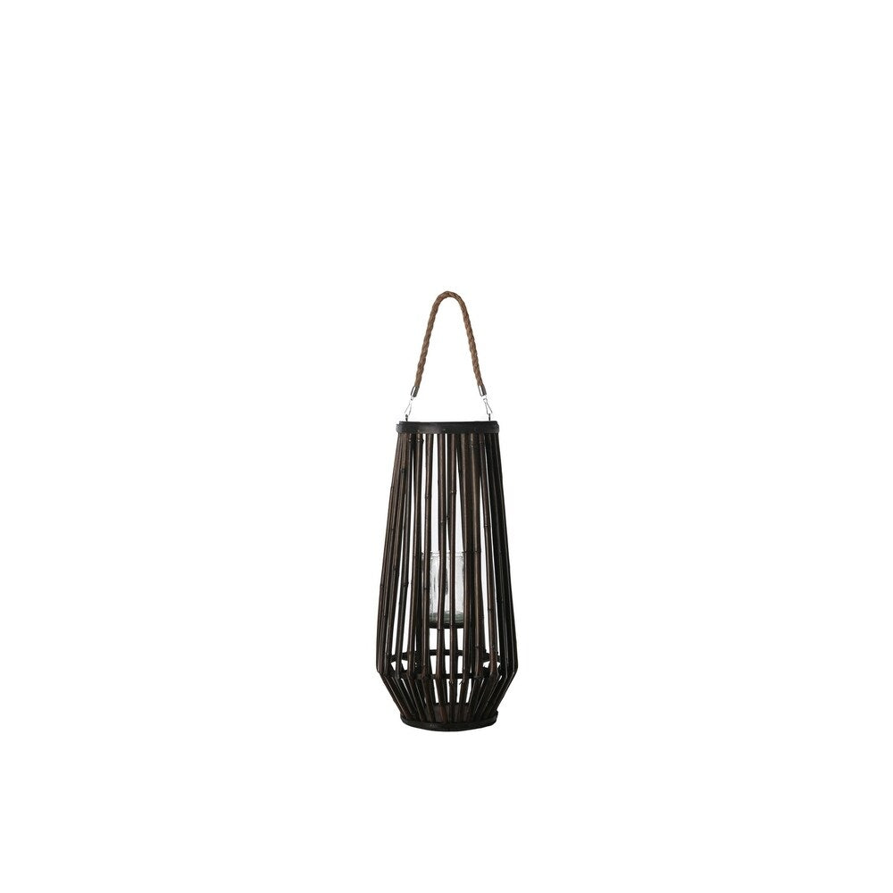 UTC16502: Bamboo Round Lantern SM Varnish Finish Dark Elm