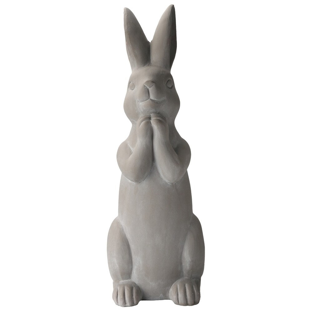 UTC28368 Terracotta Sitting Figurine in Praying Hands Position Coated Finish Dark Gray
