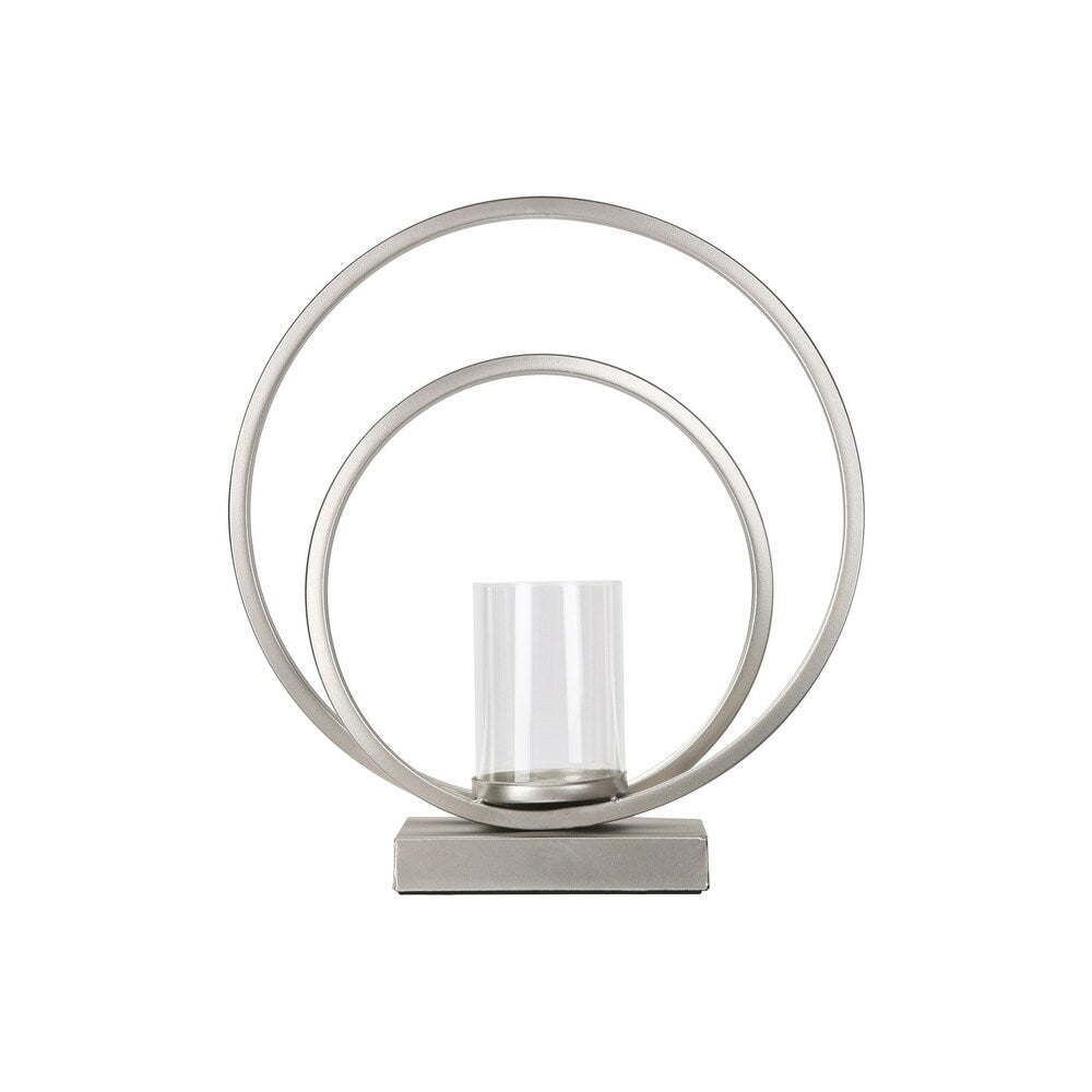 UTC31083: Metal Round Spiral Ring Abstract Sculpture on Base Coated Finish Silver