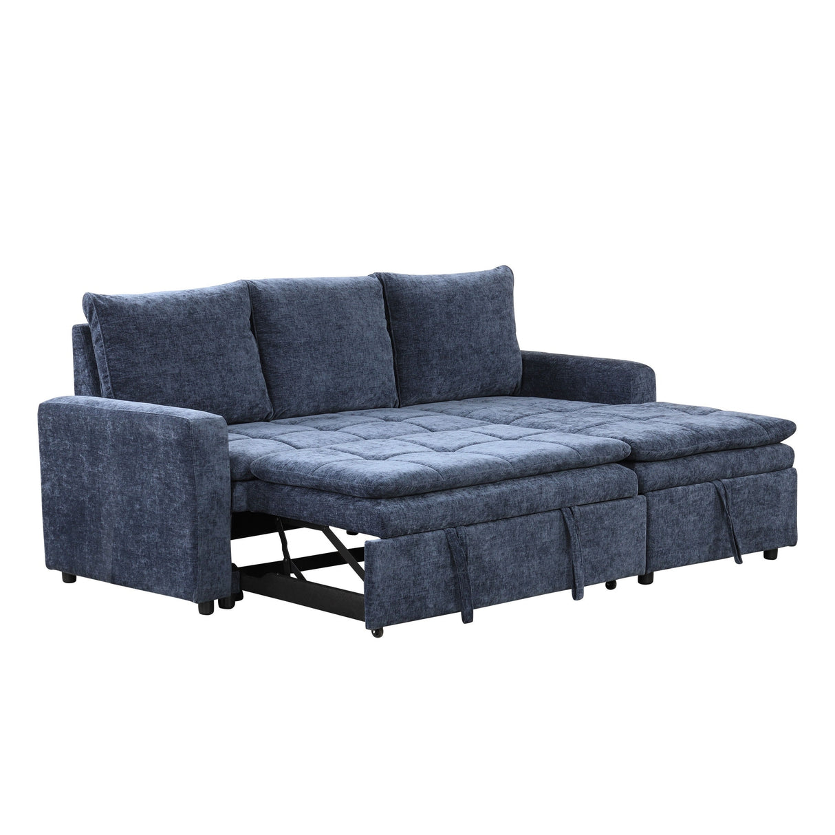 U_STYLE Soft Upholstered Sectional Sofa Bed with Storage Space, Suitable for Living Rooms and Apartments.