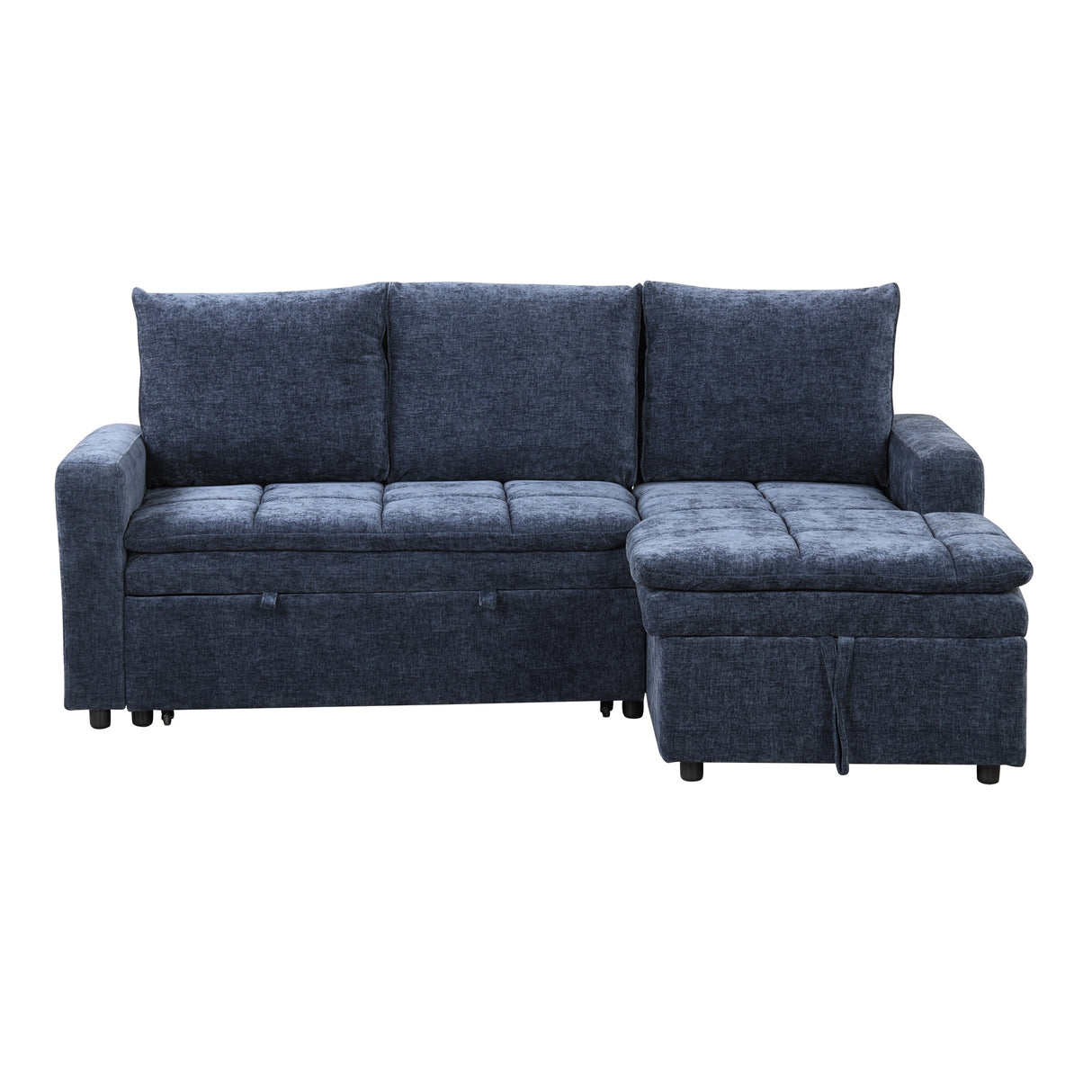 U_STYLE Soft Upholstered Sectional Sofa Bed with Storage Space, Suitable for Living Rooms and Apartments.