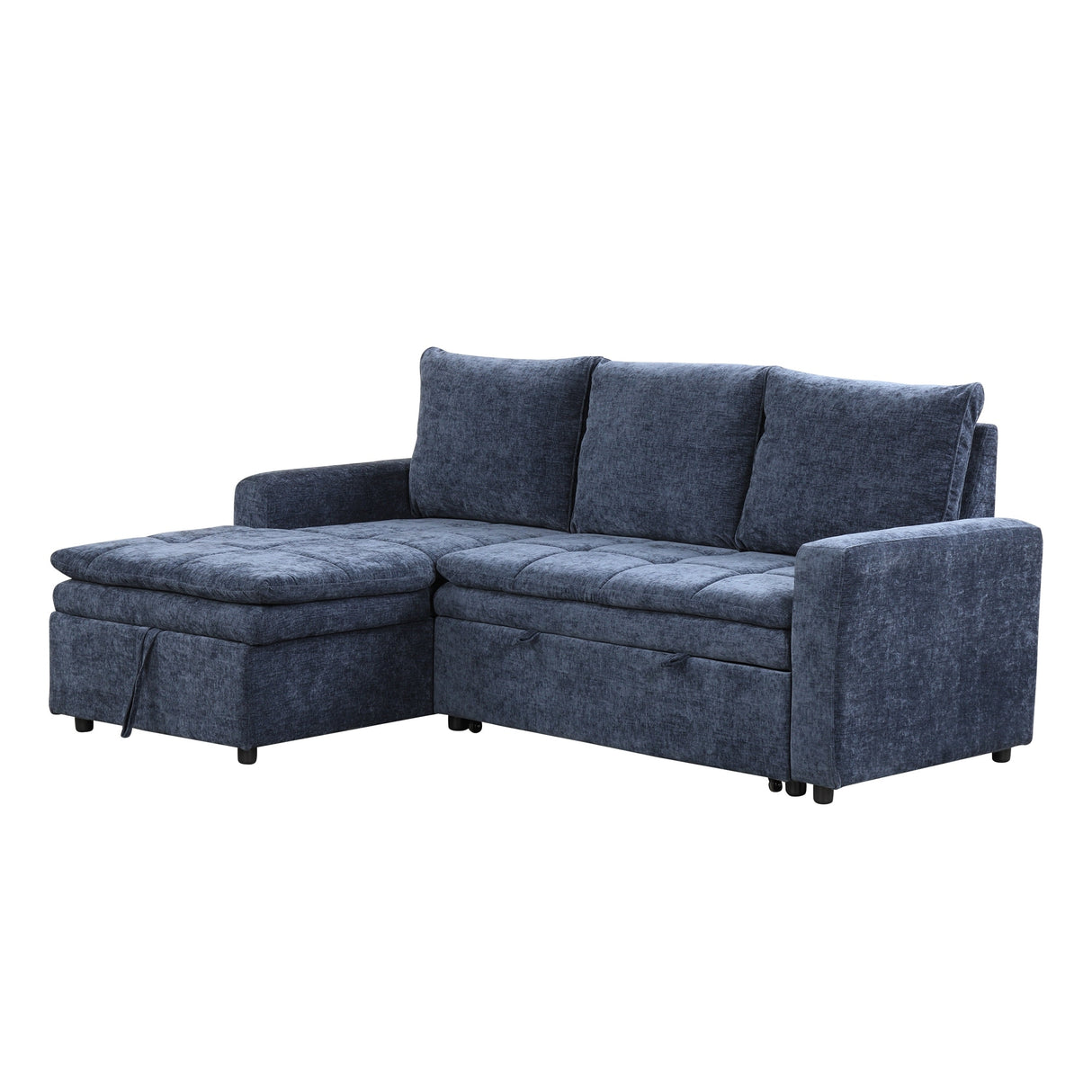 U_STYLE Soft Upholstered Sectional Sofa Bed with Storage Space, Suitable for Living Rooms and Apartments.