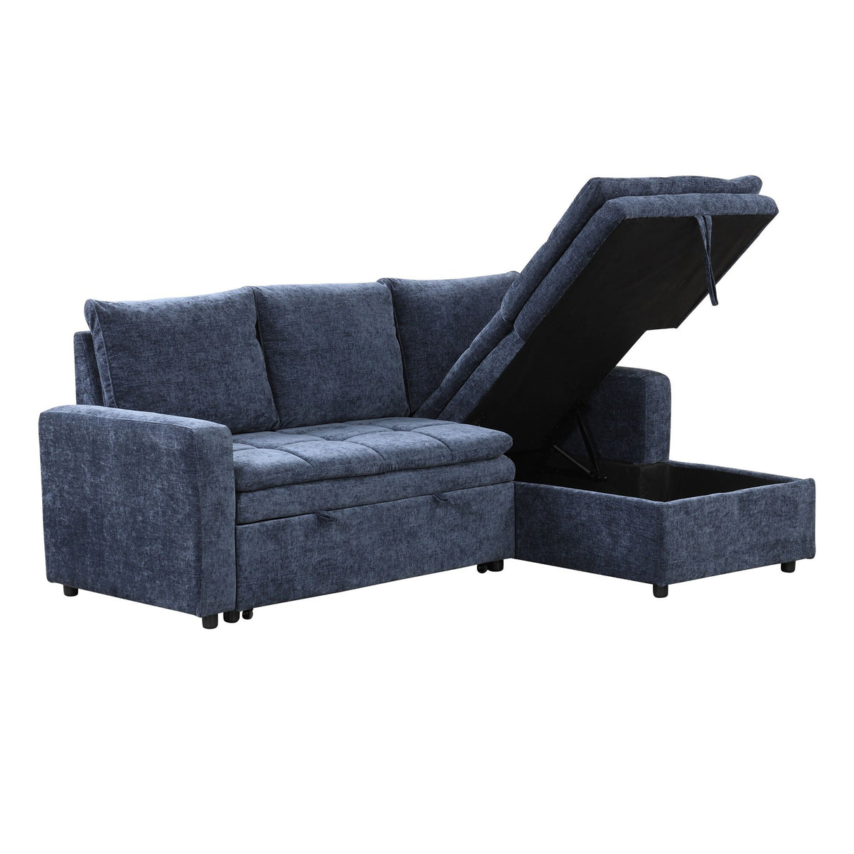U_STYLE Soft Upholstered Sectional Sofa Bed with Storage Space, Suitable for Living Rooms and Apartments.