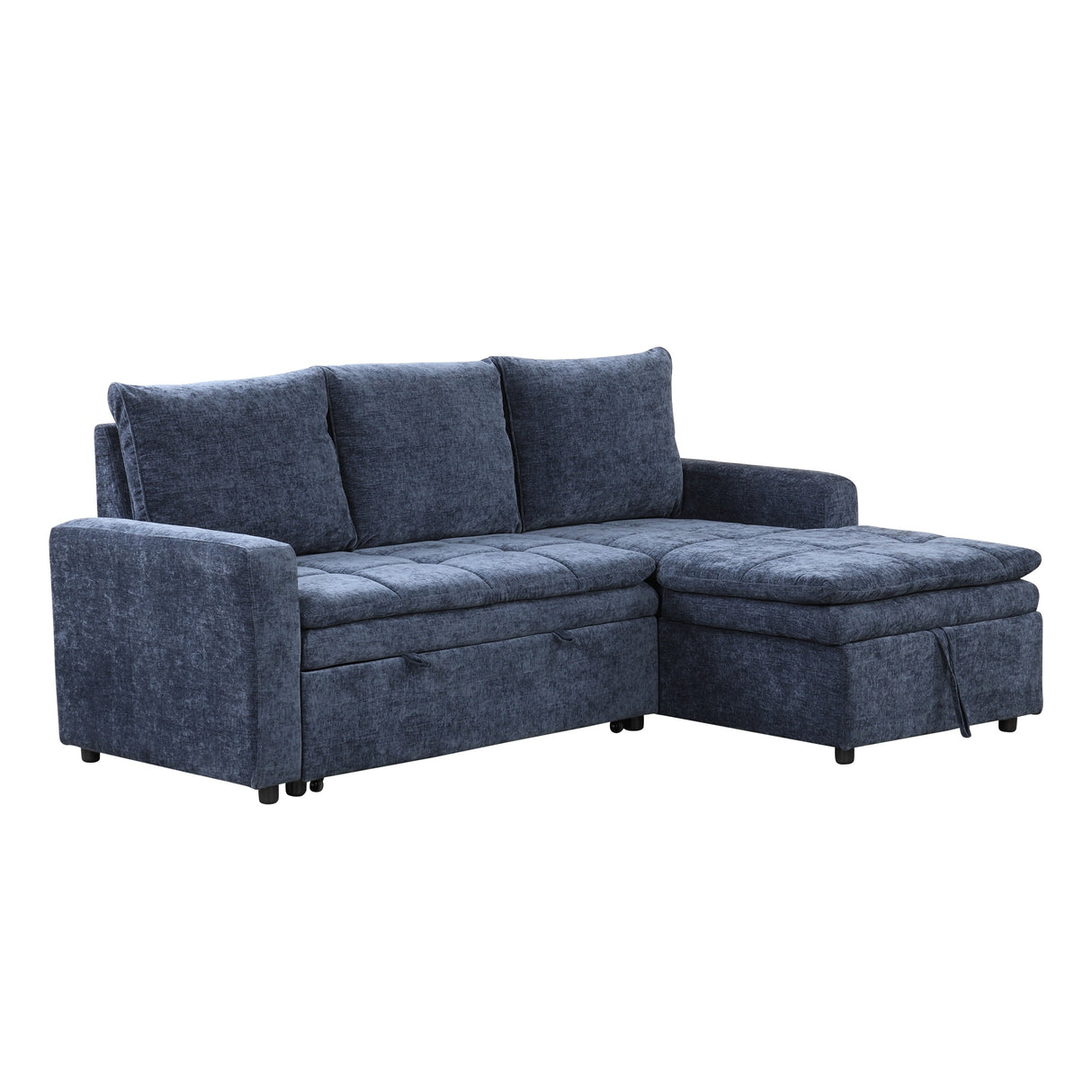 U_STYLE Soft Upholstered Sectional Sofa Bed with Storage Space, Suitable for Living Rooms and Apartments.