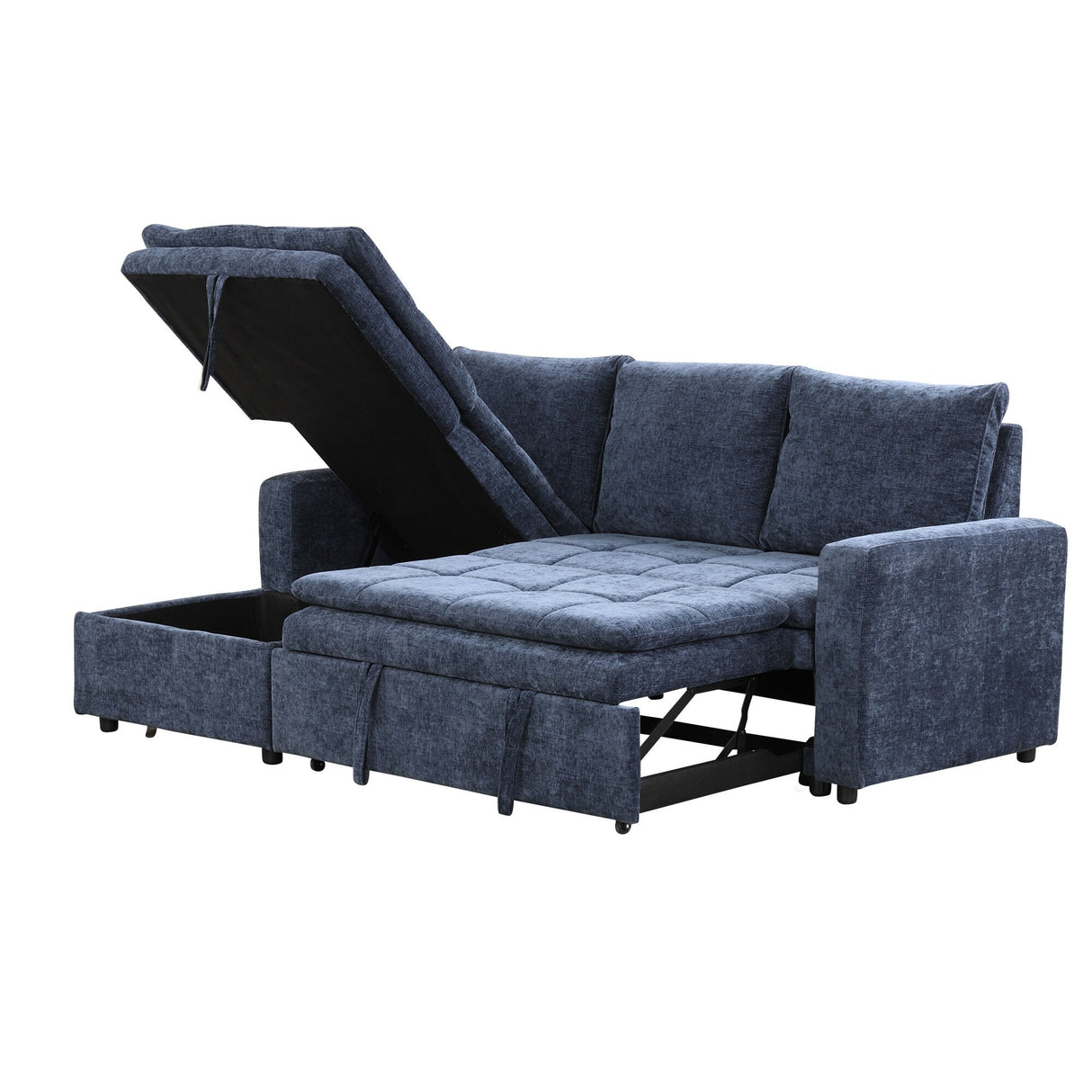 U_STYLE Soft Upholstered Sectional Sofa Bed with Storage Space, Suitable for Living Rooms and Apartments.