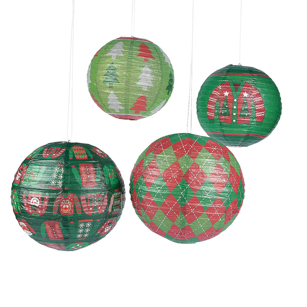 Ugly Sweater Hanging Paper Lanterns, Party Decor, 6 Pieces