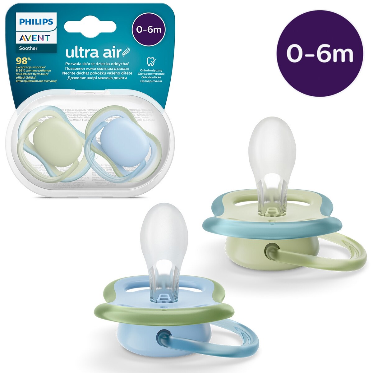 Ultra Air Pacifier 2 Pack for 0 to 6 Months