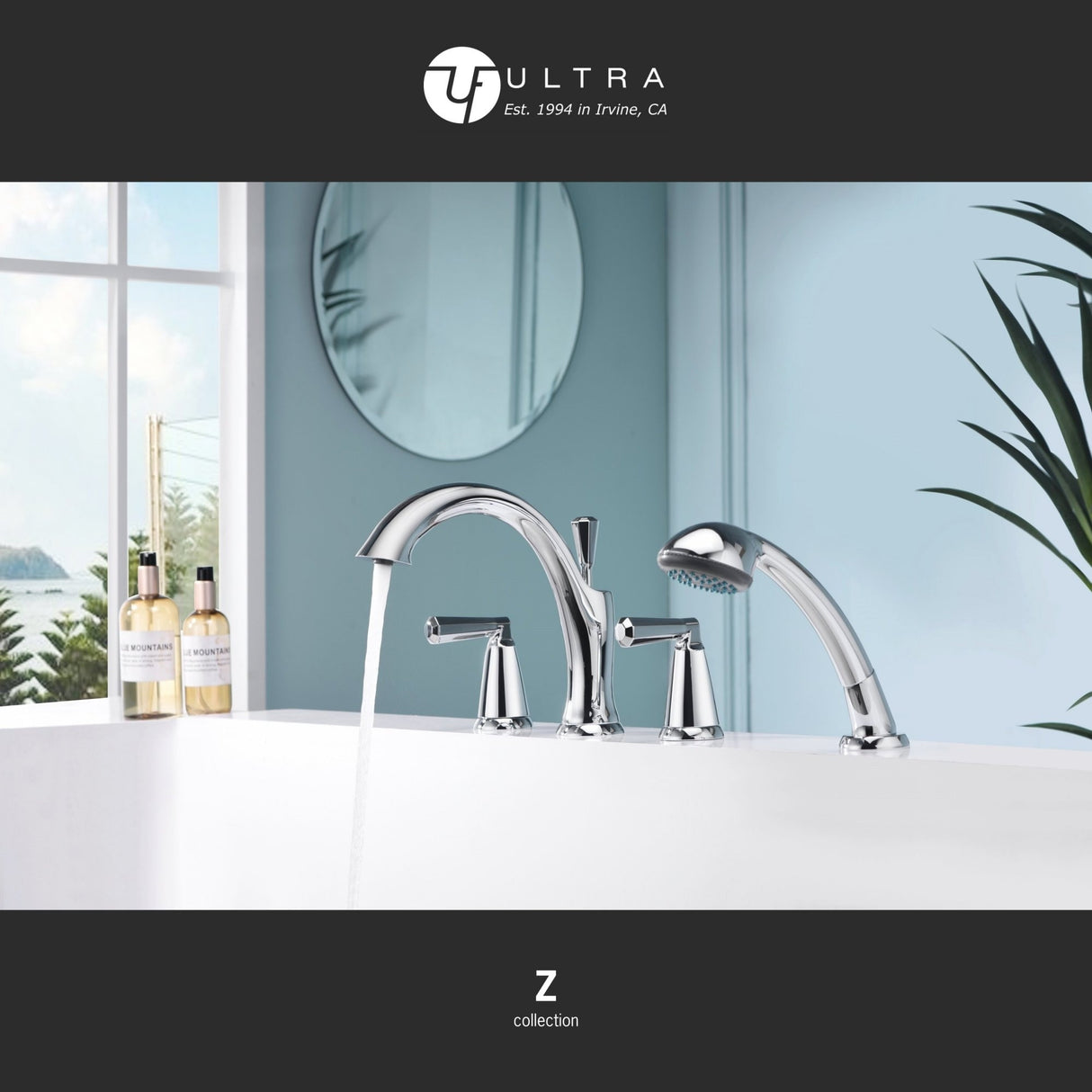 Ultra Faucets Z Collection Two-Handle Roman Tub Faucet With Hand-Shower