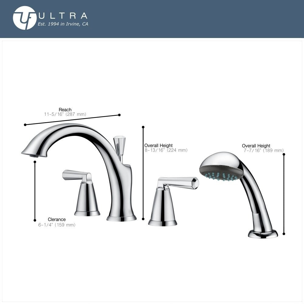 Ultra Faucets Z Collection Two-Handle Roman Tub Faucet With Hand-Shower