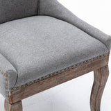Ultra Side Dining Chair, Thickened fabric chairs with neutrally toned solid wood legs, Bronze nail head, Set of 2, Blue