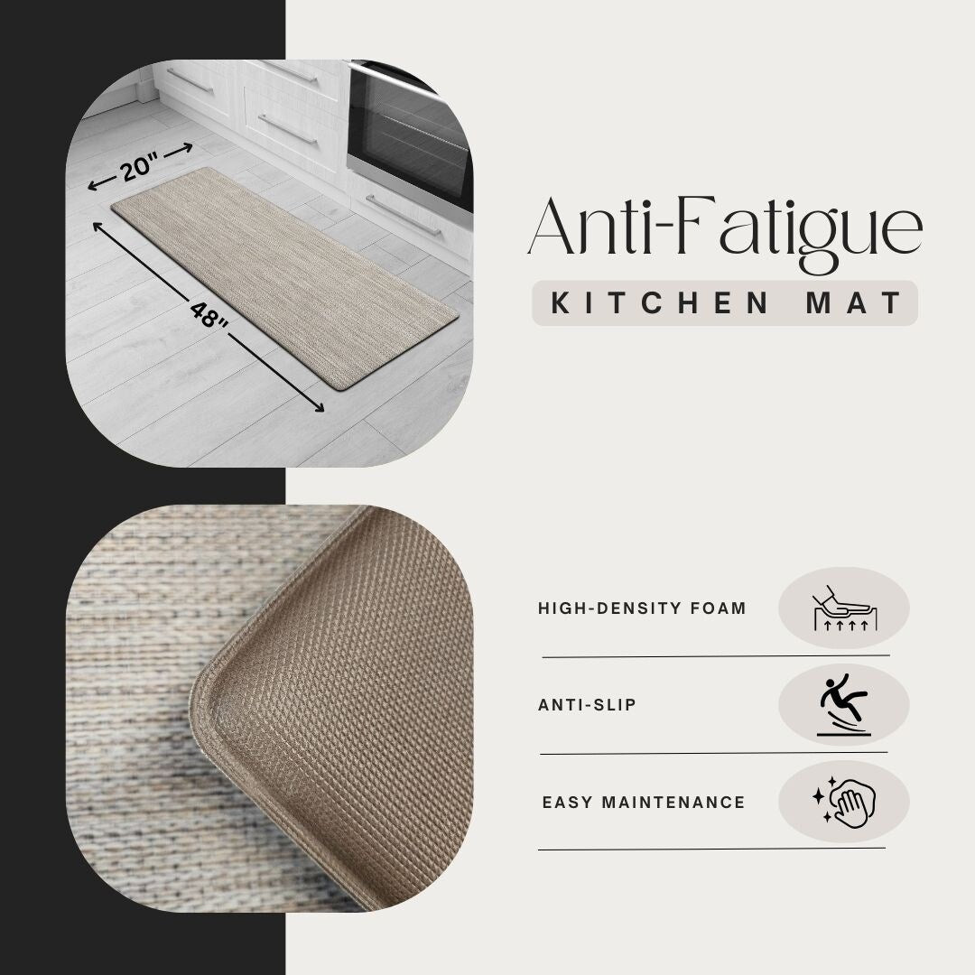 Ultra-Soft Anti Fatigue Kitchen Mat Kitchen Floor Runner 20x48 Inches - 48"L x 20"W x 6/8"H