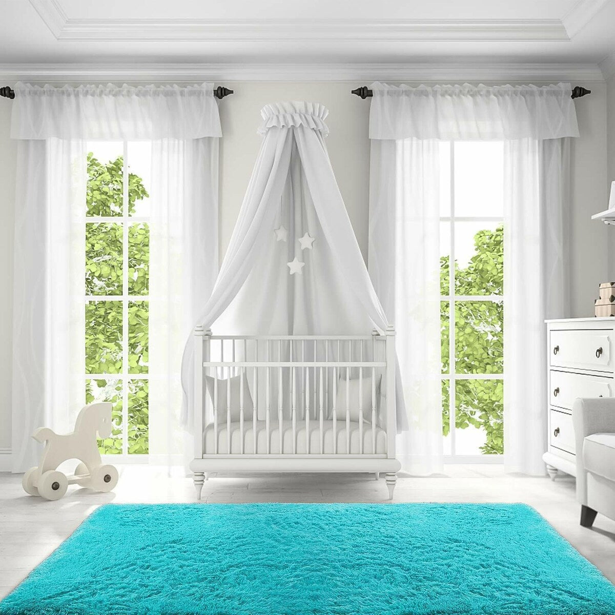 Ultra Soft Fluffy Rug Indoor Area Carpet, 47 x 31 in, Blue - 31"X47"