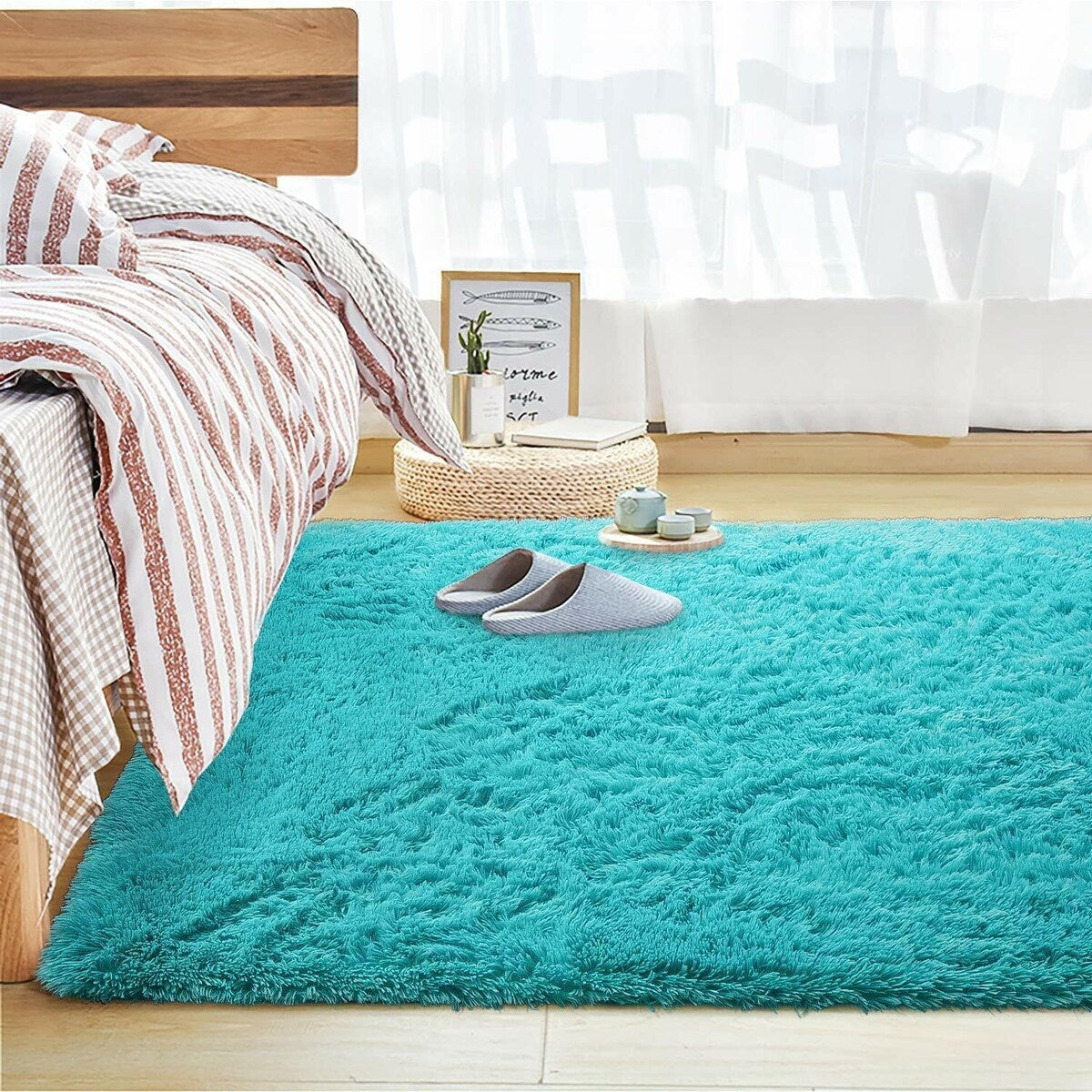 Ultra Soft Fluffy Rug Indoor Area Carpet, 47 x 31 in, Blue - 31"X47"