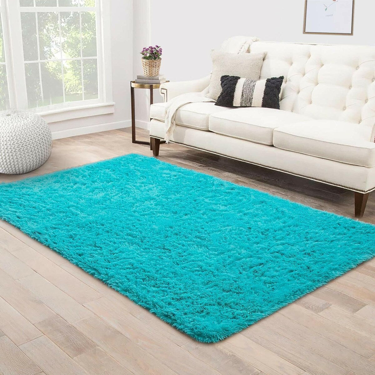 Ultra Soft Fluffy Rug Indoor Area Carpet, 47 x 31 in, Blue - 31"X47"
