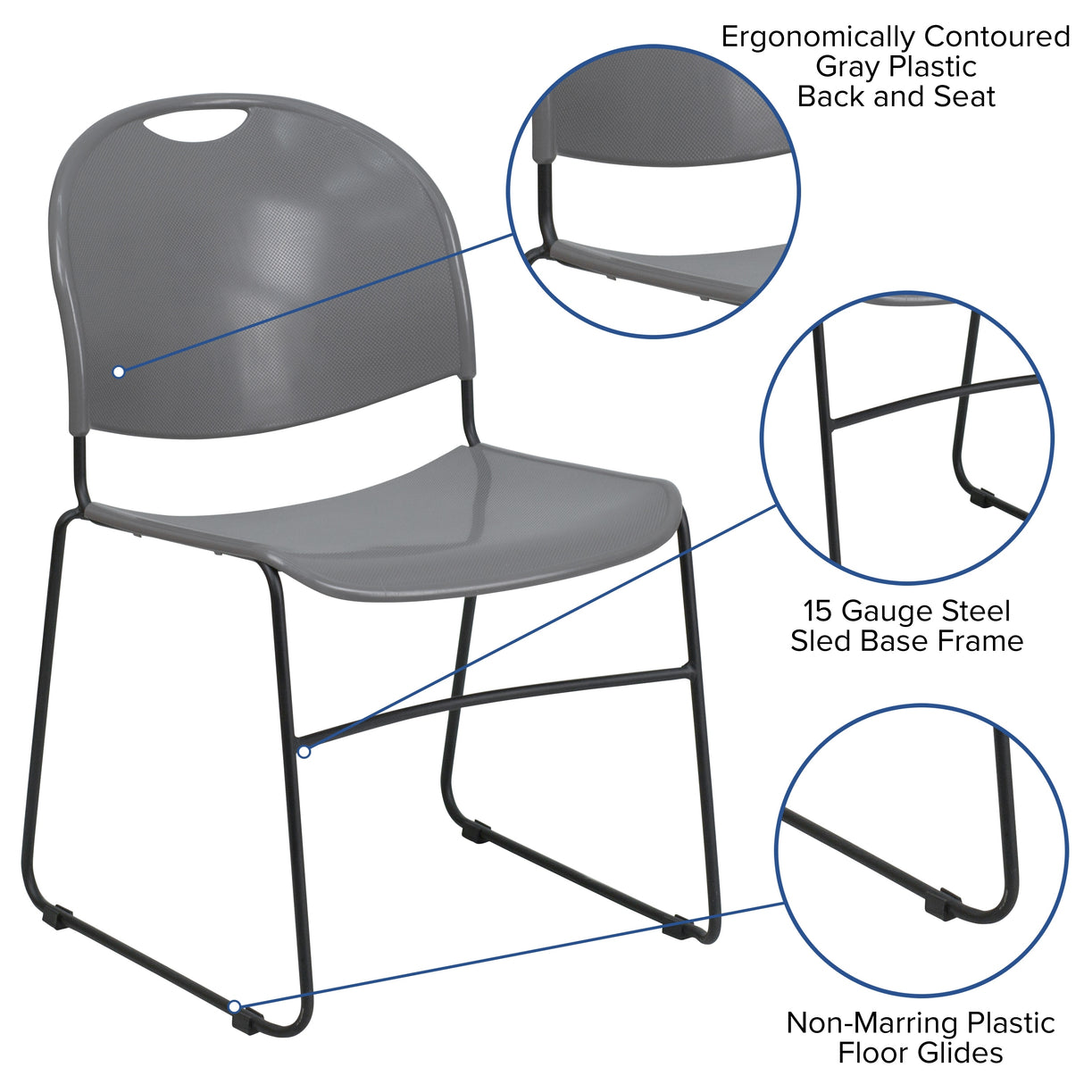 Ultra-compact High-capacity Stacking Metal Chairs (Set of 5)