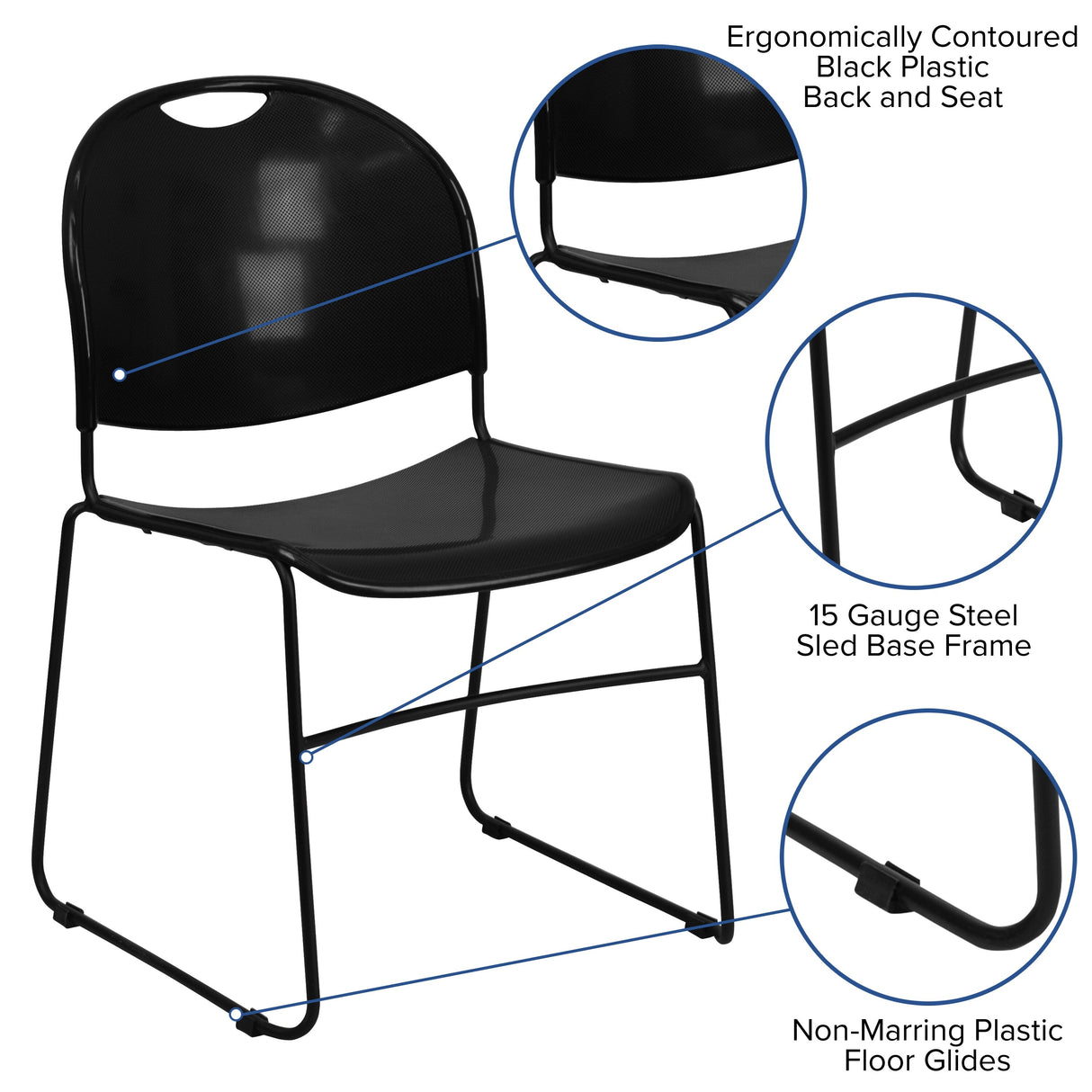 Ultra-compact High-capacity Stacking Metal Chairs (Set of 5)