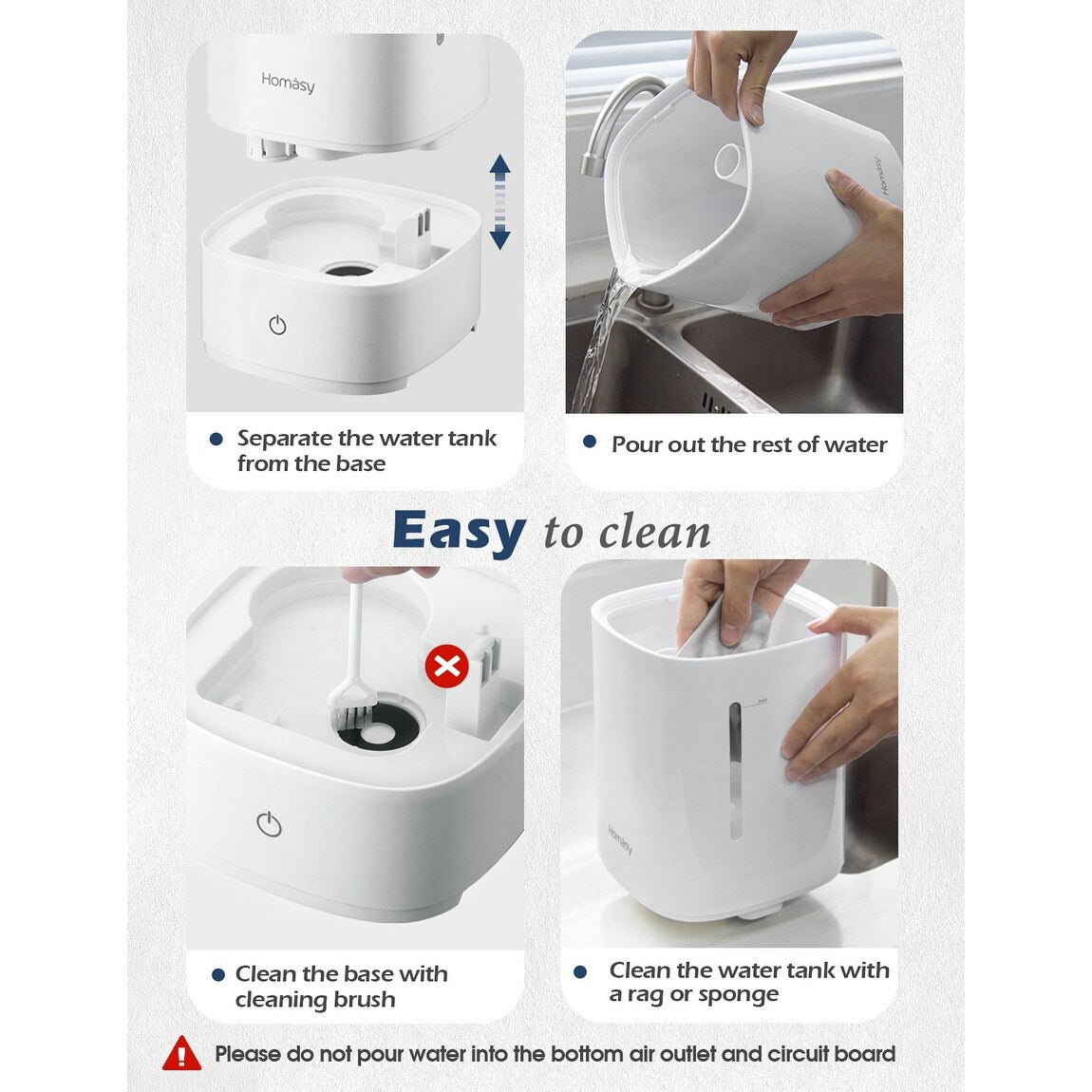 Homasy Ultrasonic Cool Mist Humidifier withAuto Shut-off, Night Light, 30h Working Time, Easy Clean
