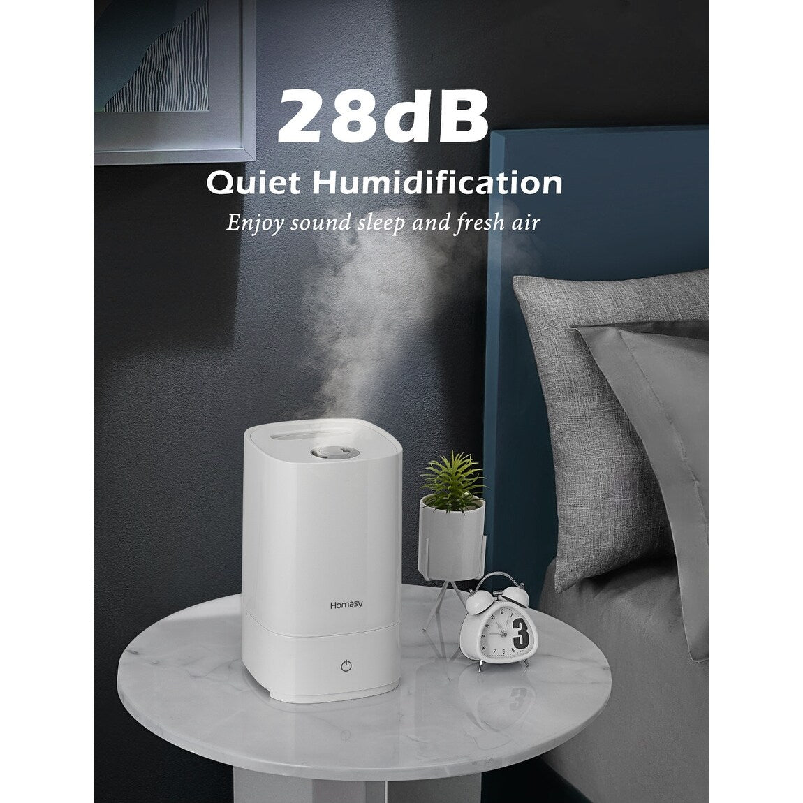 Homasy Ultrasonic Cool Mist Humidifier withAuto Shut-off, Night Light, 30h Working Time, Easy Clean