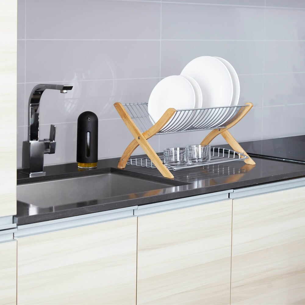 Umbra Stack Folding Dish Drying Rack, with Built In Flat