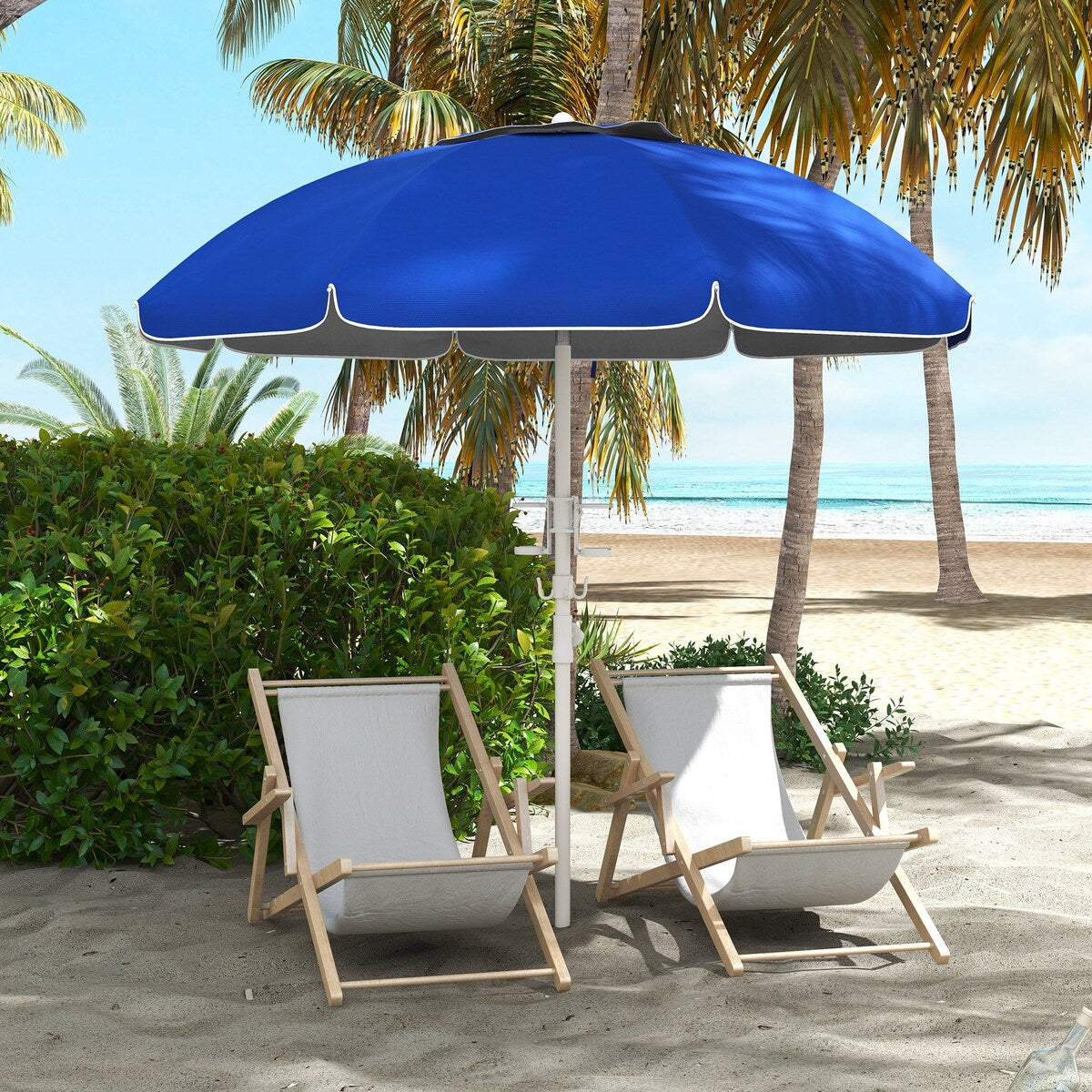 Umbrella with Cup Holder and Hooks