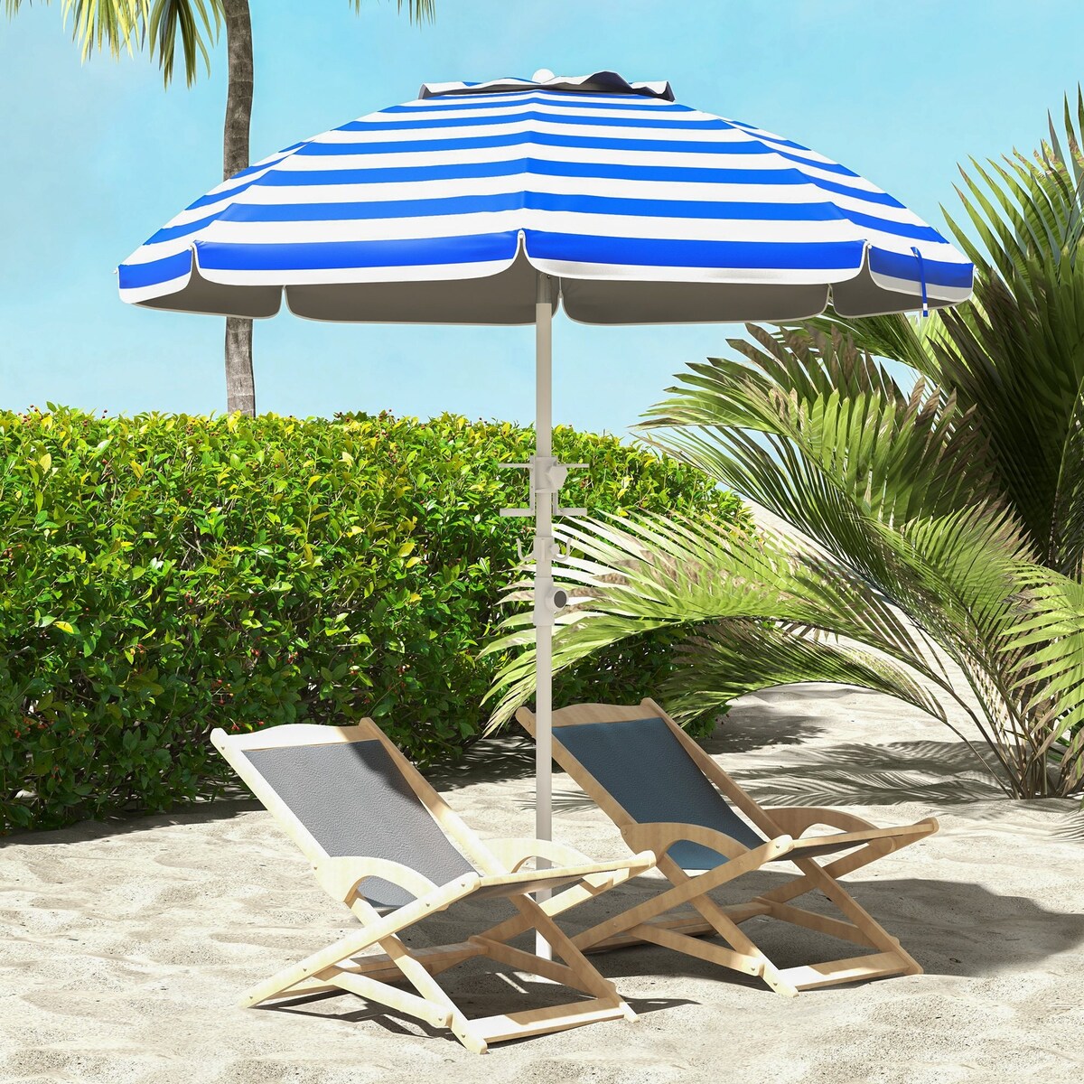 Umbrella with Cup Holder and Hooks