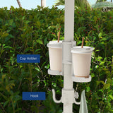 Umbrella with Cup Holder and Hooks