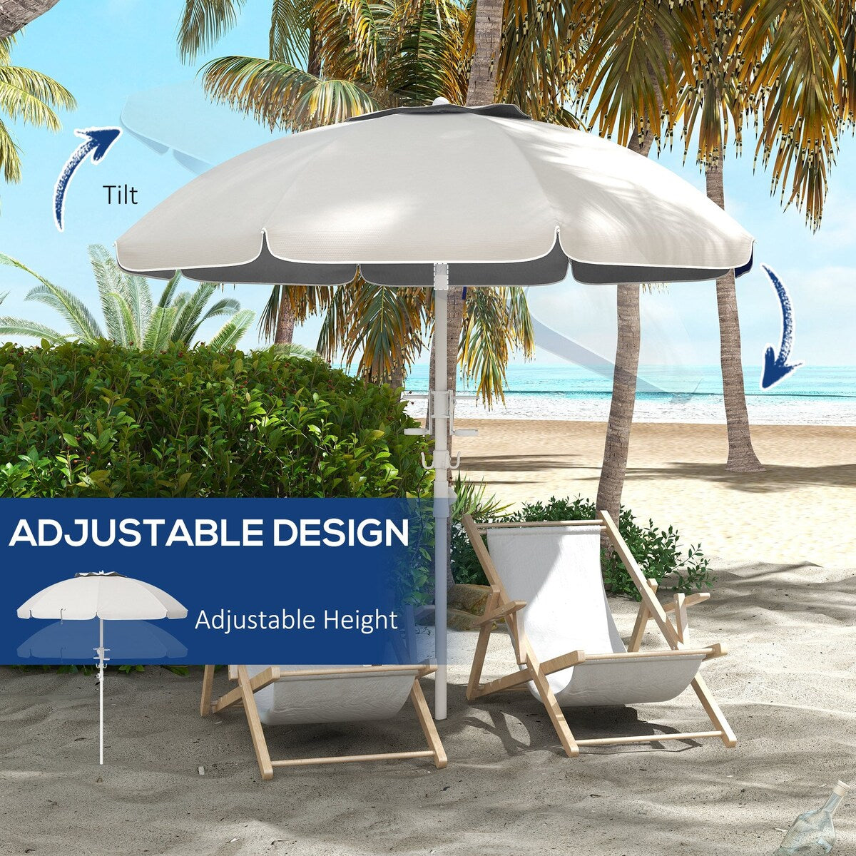 Umbrella with Cup Holder and Hooks