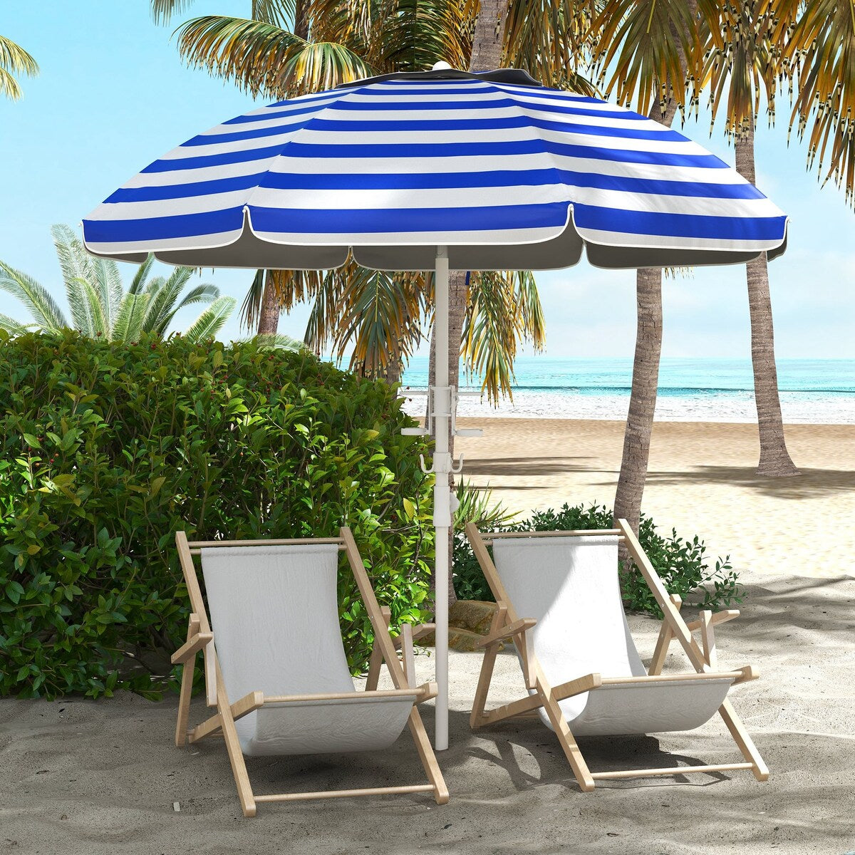 Umbrella with Cup Holder and Hooks