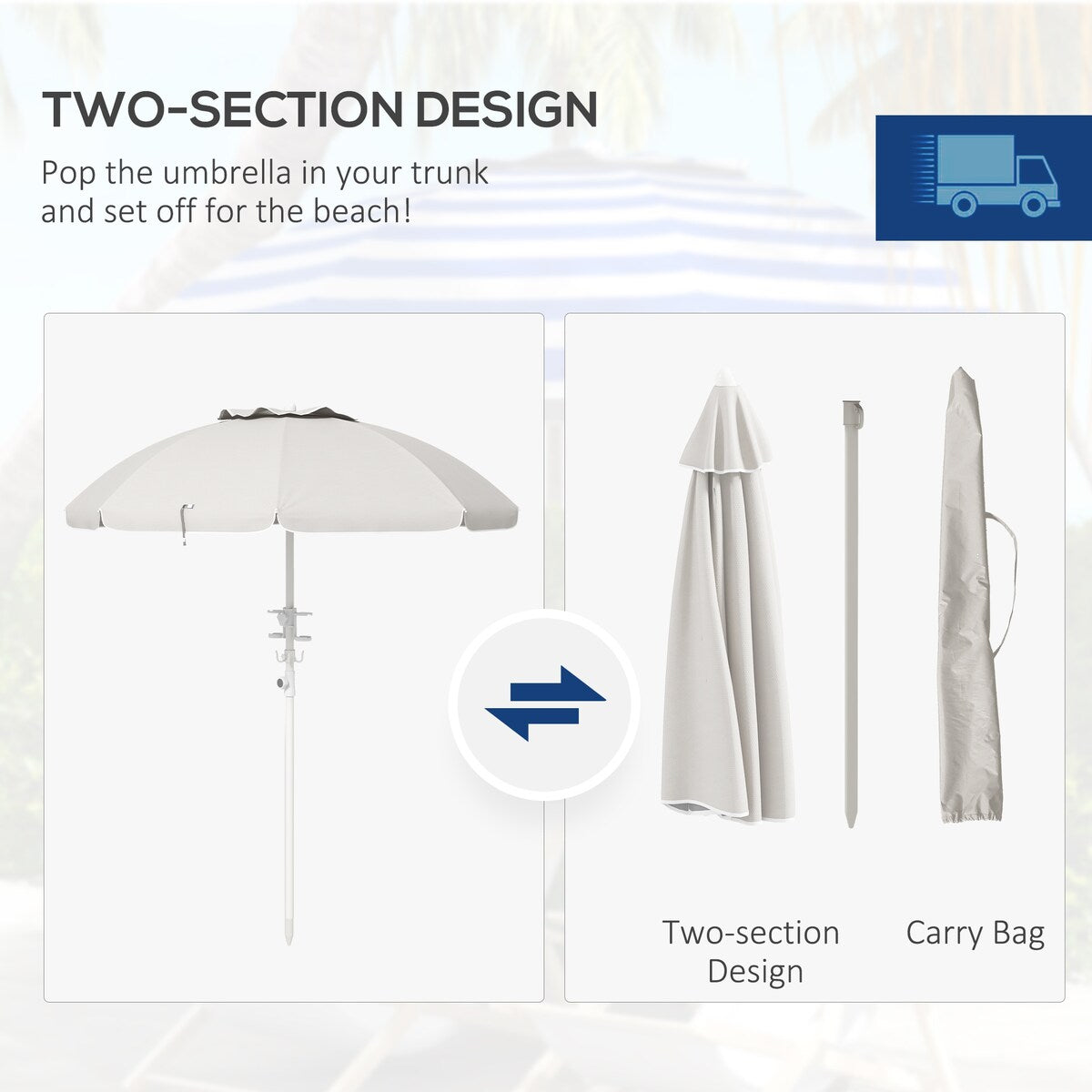 Umbrella with Cup Holder and Hooks