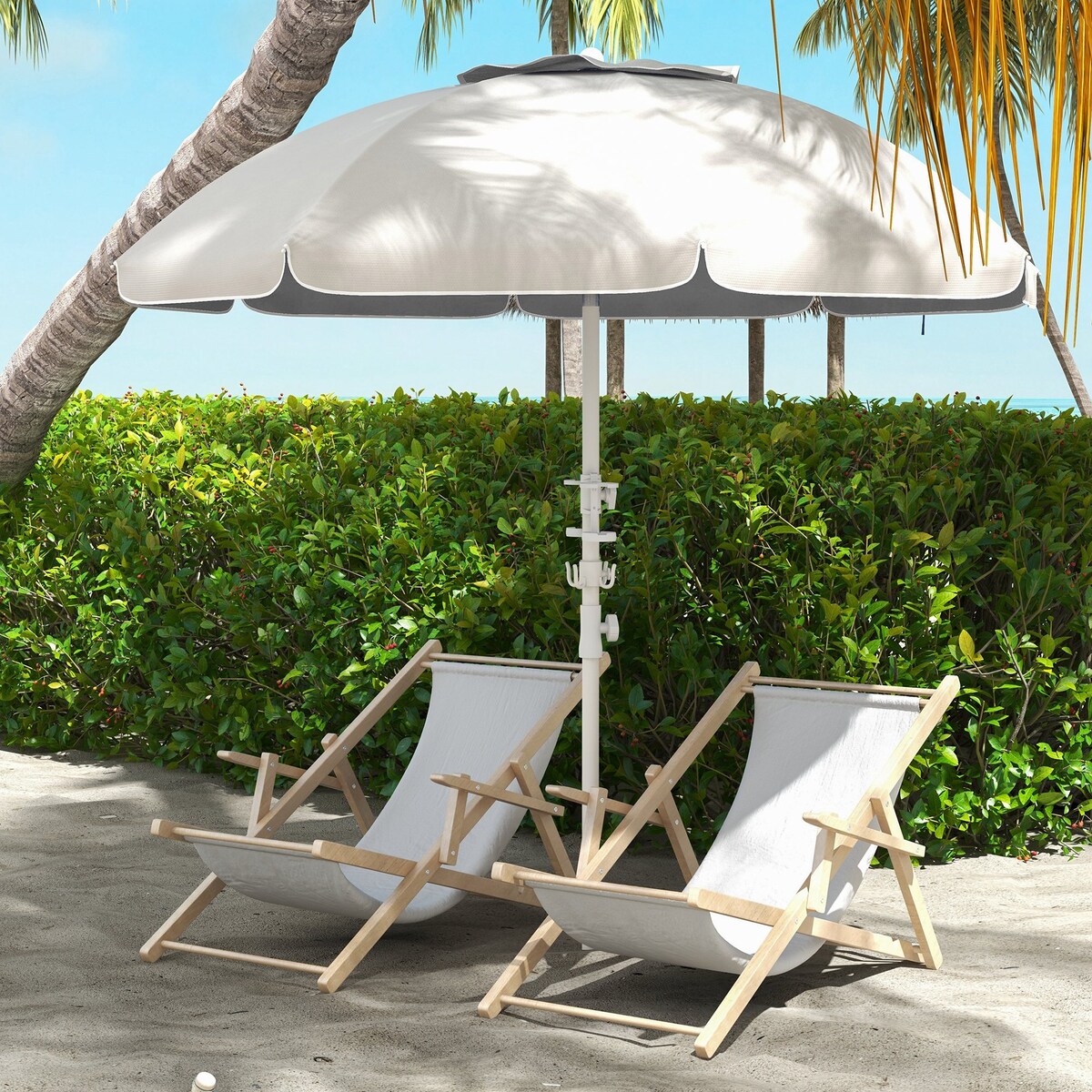 Umbrella with Cup Holder and Hooks
