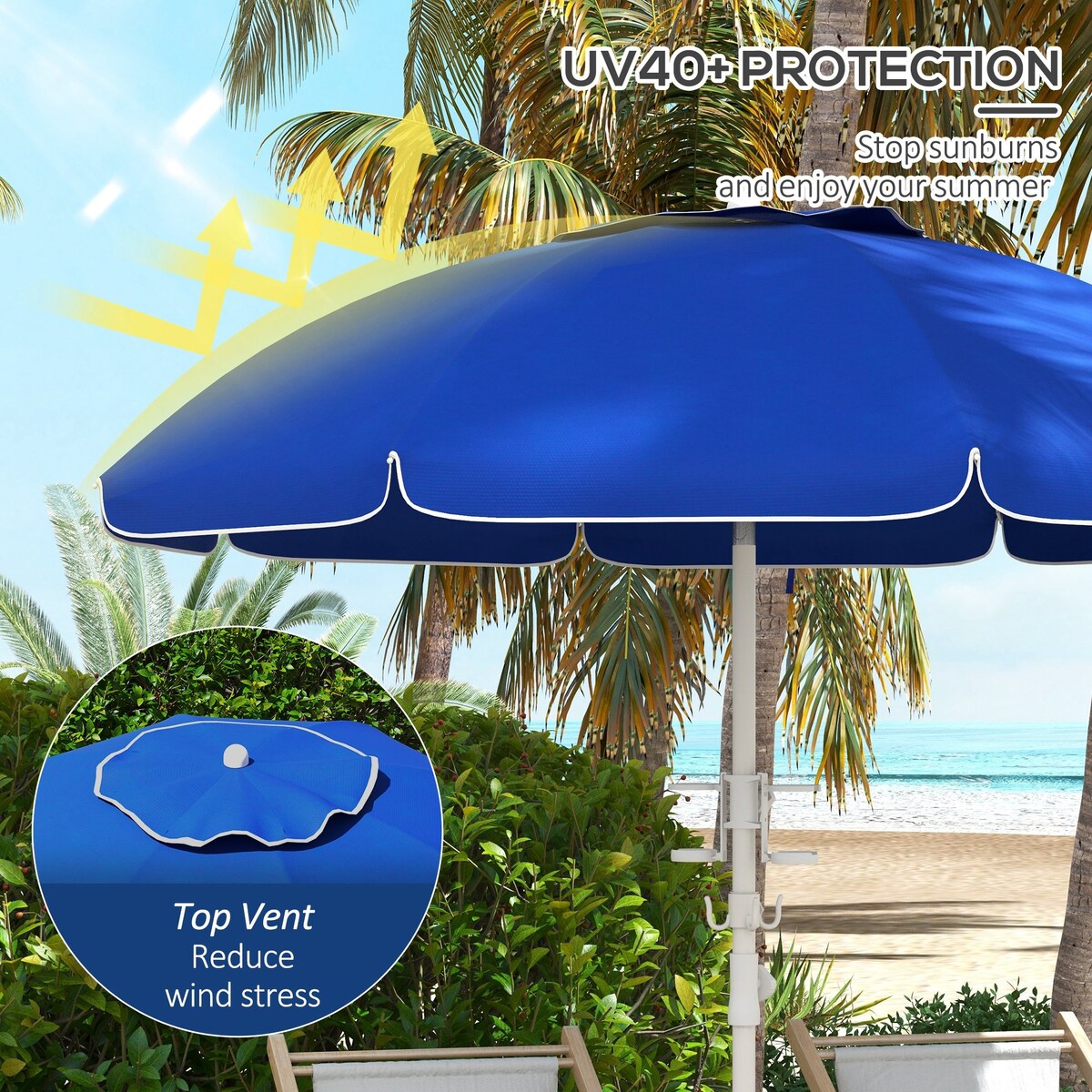 Umbrella with Cup Holder and Hooks