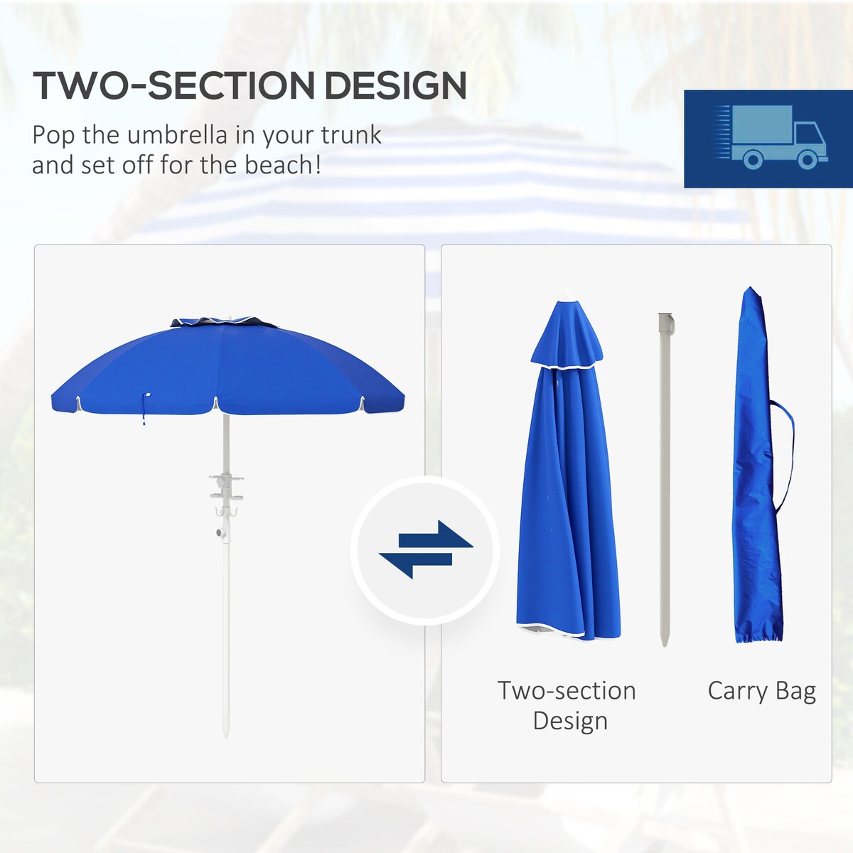 Umbrella with Cup Holder and Hooks