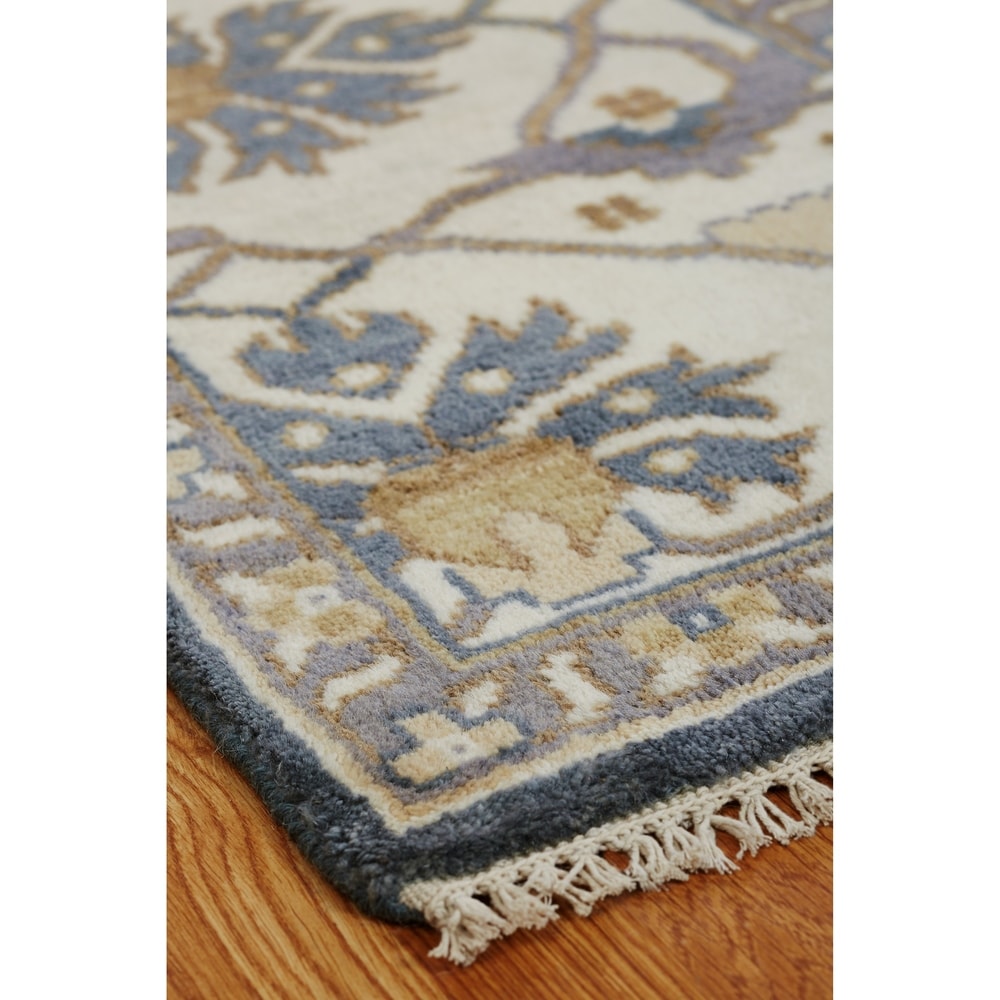 Umbria Slate Grey/ Ivory Hand-knotted Wool Rug