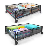 Under Bed Storage Containers With Wheels(2 Pack,black/white)