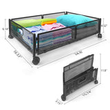 Under Bed Storage Containers With Wheels(2 Pack,black/white)