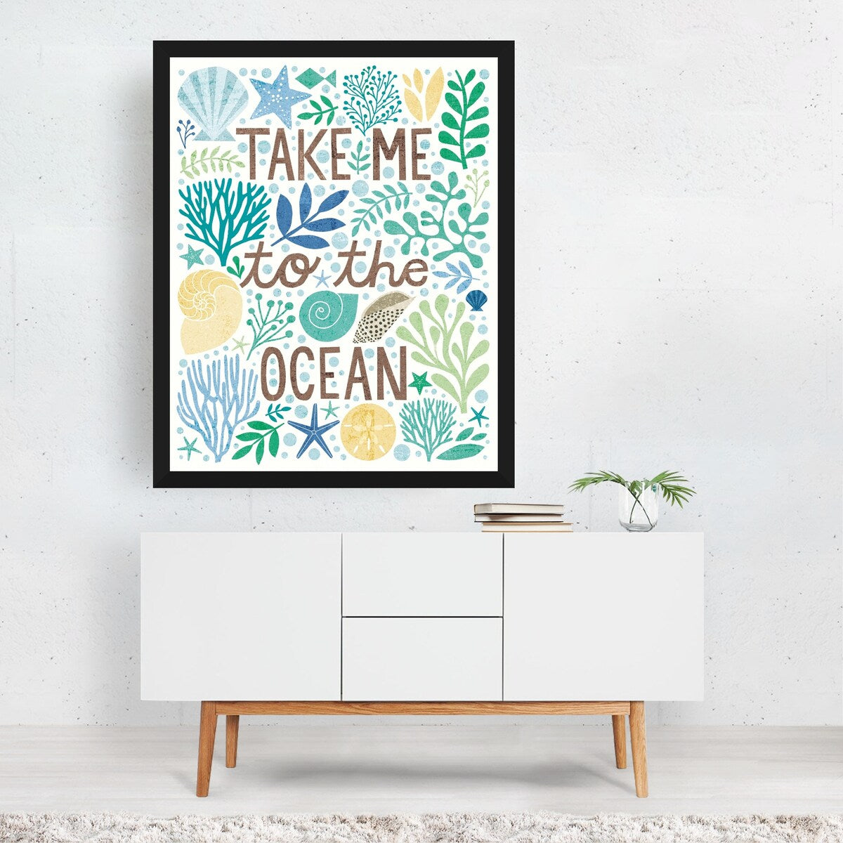 Under Sea Treasures IV Sea Glass Typography Animals Art Print/Poster